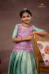 Green Diamond Check Traditional Pattu Pavadai Set