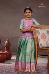 Green Diamond Check Traditional Pattu Pavadai Set