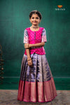 Purple Tissue Turmeric Traditional Pattu Pavadai Set