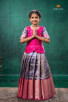 Purple Tissue Turmeric Traditional Pattu Pavadai Set