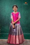 Purple Tissue Turmeric Traditional Pattu Pavadai Set