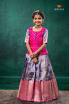 Purple Tissue Turmeric Traditional Pattu Pavadai Set