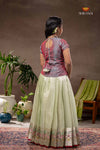 Green Pink Parrot Traditional Pattu Pavadai Set