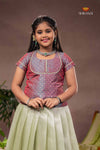 Green Pink Parrot Traditional Pattu Pavadai Set