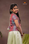 Green Pink Parrot Traditional Pattu Pavadai Set
