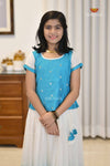 Onam SkyBlue Candy CloudTraditional Pattu Pavadai