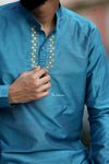 Sky Blue Silk cotton Kurta For Boys
