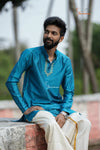 Sky Blue Silk cotton Kurta For Boys