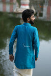 Sky Blue Silk cotton Kurta For Boys