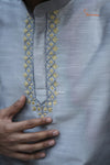 Grey Silk cotton Kurta For Boys