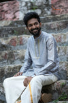 Grey Silk cotton Kurta For Boys