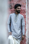 Grey Silk cotton Kurta For Boys