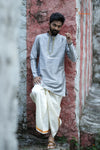 Grey Silk cotton Kurta For Boys