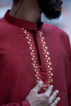Maroon Silk cotton Kurta For Boys