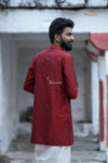 Maroon Silk cotton Kurta For Boys