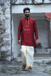 Maroon Silk cotton Kurta For Boys