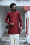 Maroon Silk cotton Kurta For Boys