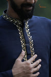 Navy BlueSilk cotton Kurta For Boys