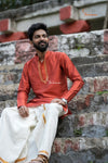 Red Silk cotton Kurta For Boys