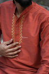 Red Silk cotton Kurta For Boys