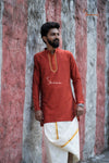 Red Silk cotton Kurta For Boys