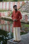 Red Silk cotton Kurta For Boys
