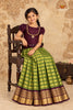 Parrot Green Golden Dots EMB Traditional Pattu Pavadai Sets