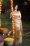 Onam Metallic stripes Half Saree | Lehenga For Girls