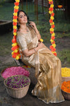 Onam Metallic stripes Half Saree | Lehenga For Girls