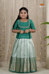 Ramar Green Navy Mango Traditional Pattu Pavadai Set for Girls