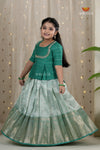 Ramar Green Navy Mango Traditional Pattu Pavadai Set for Girls