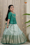 Ramar Green Navy Mango Traditional Pattu Pavadai Set for Girls