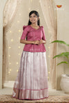 Light Pink Gem Traditional Pattu Pavadai Set for Girls
