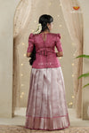 Light Pink Gem Traditional Pattu Pavadai Set for Girls