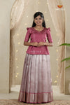 Light Pink Gem Traditional Pattu Pavadai Set for Girls