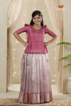 Light Pink Gem Traditional Pattu Pavadai Set for Girls