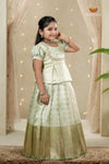 Green Purple Mango Traditional Pattu Pavadai Set for Girls