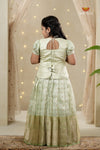 Green Purple Mango Traditional Pattu Pavadai Set for Girls