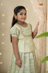 Green Purple Mango Traditional Pattu Pavadai Set for Girls