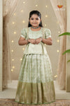 Green Purple Mango Traditional Pattu Pavadai Set for Girls