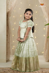 Green Purple Mango Traditional Pattu Pavadai Set for Girls