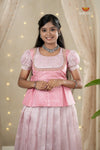 Pink Purple Mango Traditional Pattu Pavadai Set for Girls