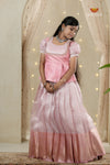 Pink Purple Mango Traditional Pattu Pavadai Set for Girls