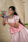 Pink Purple Mango Traditional Pattu Pavadai Set for Girls