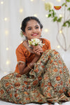 Festive Collection - Gold Floral Silk Kalamkari Pavadai !!!