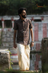Grey Ikkat Kurta For Boys