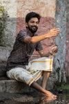 Grey Ikkat Kurta For Boys