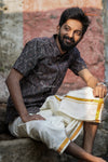 Grey Ikkat Kurta For Boys