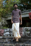 Grey Ikkat Kurta For Boys