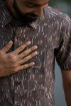 Grey Ikkat Kurta For Boys